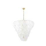 Translucent white Murano glass chandelier. Italy, contemporary work.