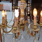 19th Bronze and Crystal Chandelier