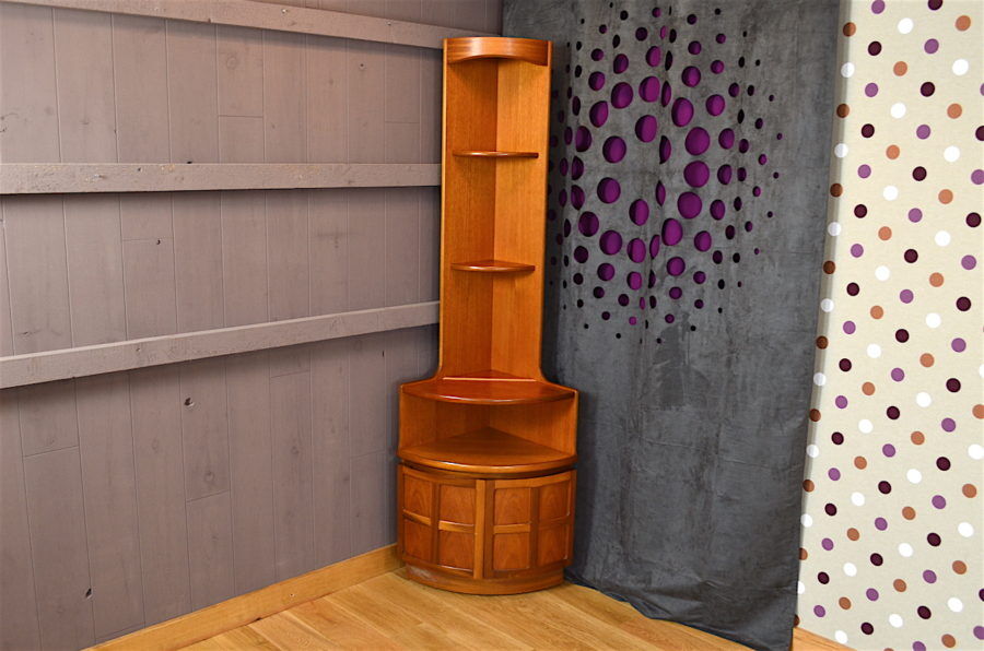 Scandinavian corner shelf in 1960 teak