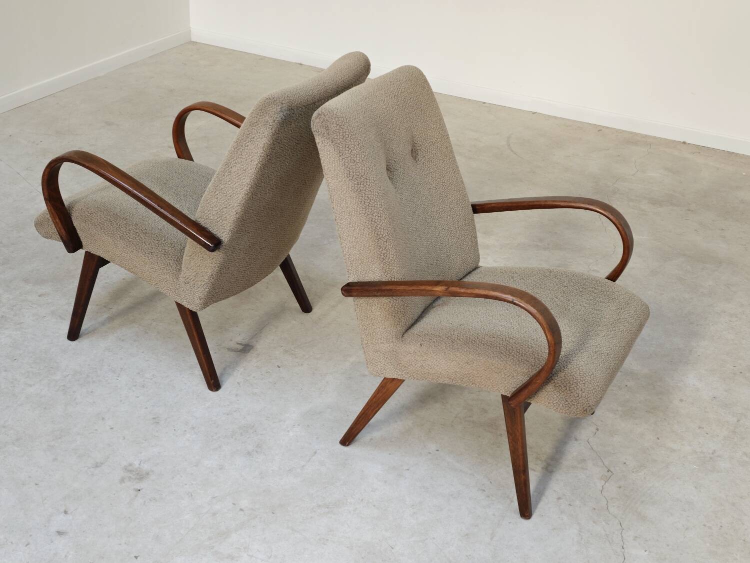 Pair of grey mottled armchairs by Jaroslav Smidek for TON Bystrice