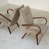 Pair of grey mottled armchairs by Jaroslav Smidek for TON Bystrice