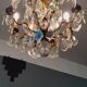 Chandelier cage with grapevines 8 lights Louis XV style in bronze and crystal around 1900