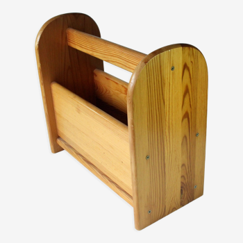 Solid wooden magazine rack, skandi style, vintage