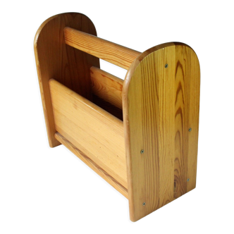 Solid wooden magazine rack, skandi style, vintage