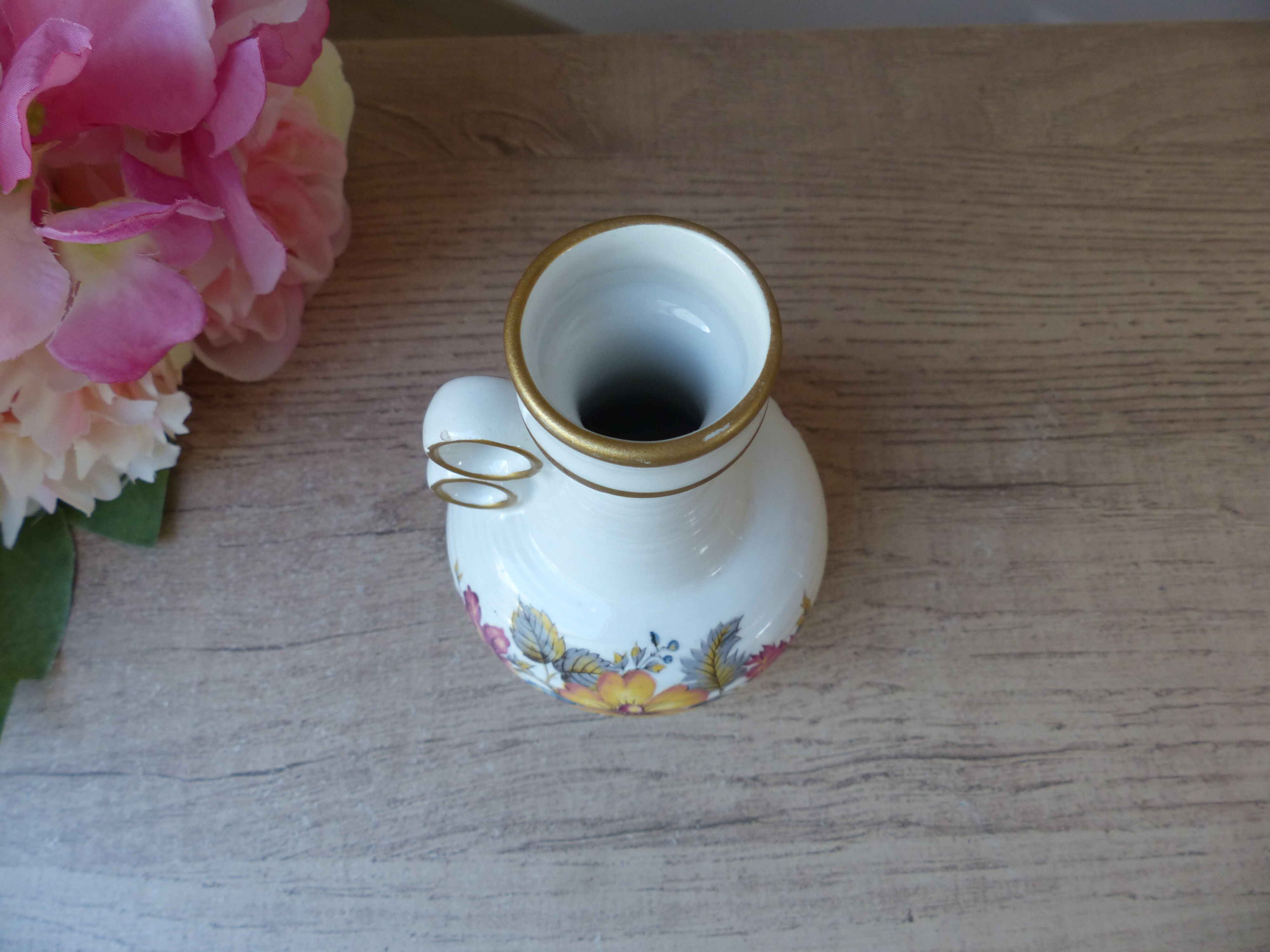 Small ceramic vase ker vitrex vintage floral pattern