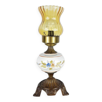 Vintage table lamp in porcelain and glass, 1960s