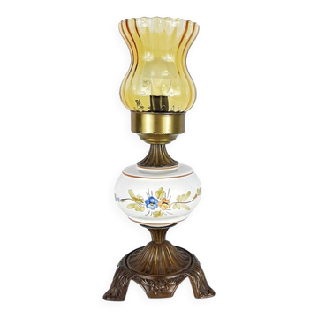 Vintage table lamp in porcelain and glass, 1960s