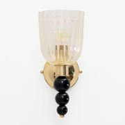 Pair of Italian Murano Glass Wall Sconces with Gold Dust Inclusions and Bra