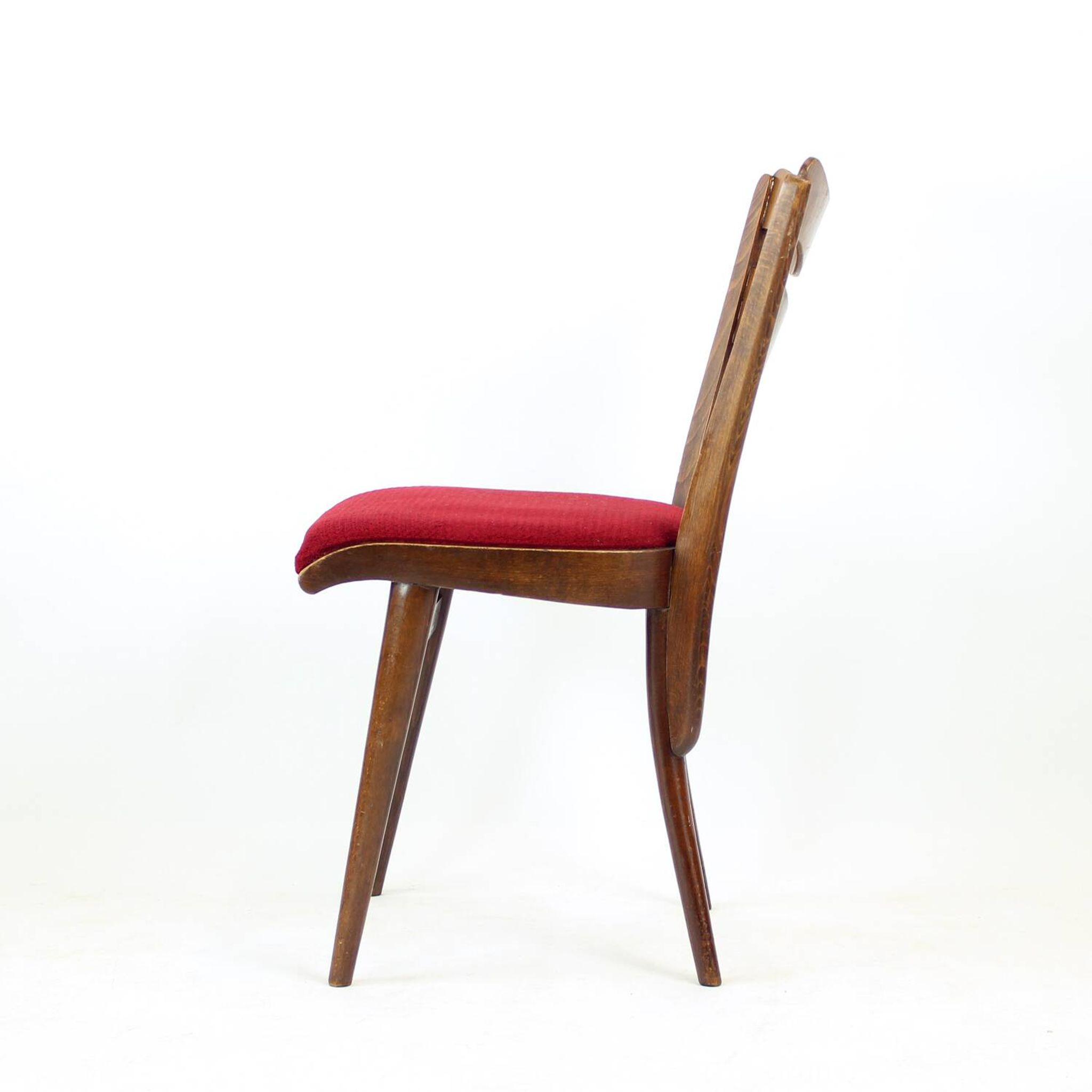 Set Of 4 Dining Chairs In Oak & Walnut, Czechoslovakia 1960s
