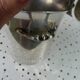 Silver metal ice bucket with its lion's pate tongs