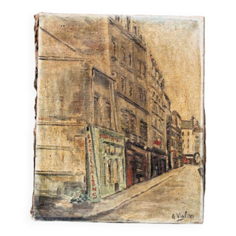 Huile sur toile, rue de Paris