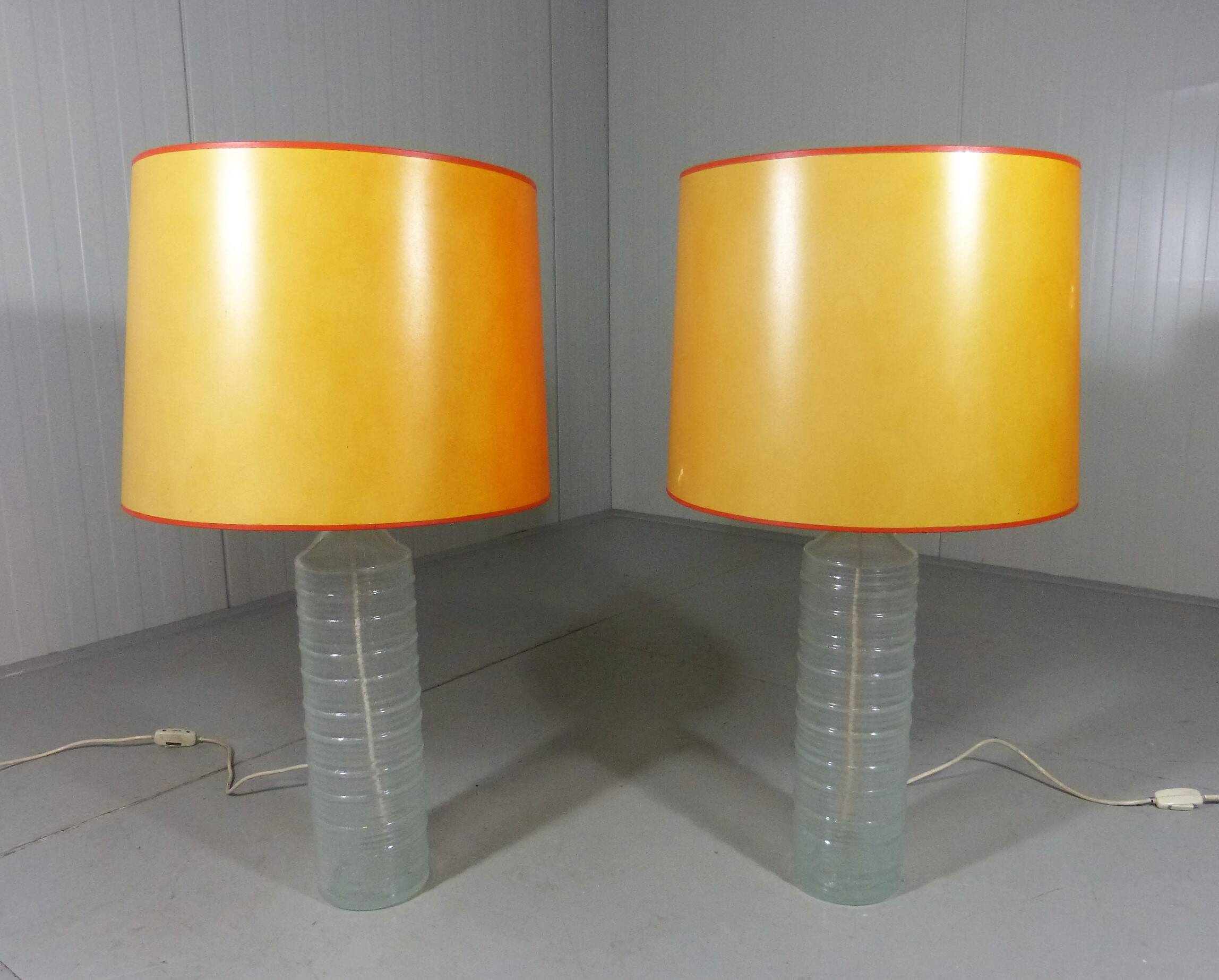 Set of 2 large glass table lamps 1960’s