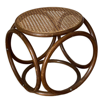 Arched rattan stool and caning 1950