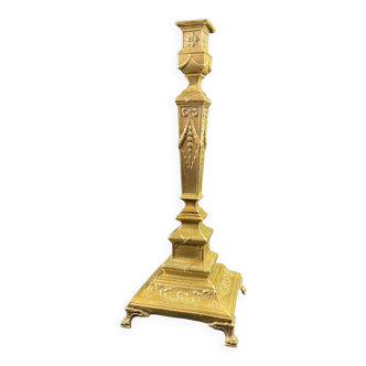 Large 19th century brass candlestick in Louis XVI style