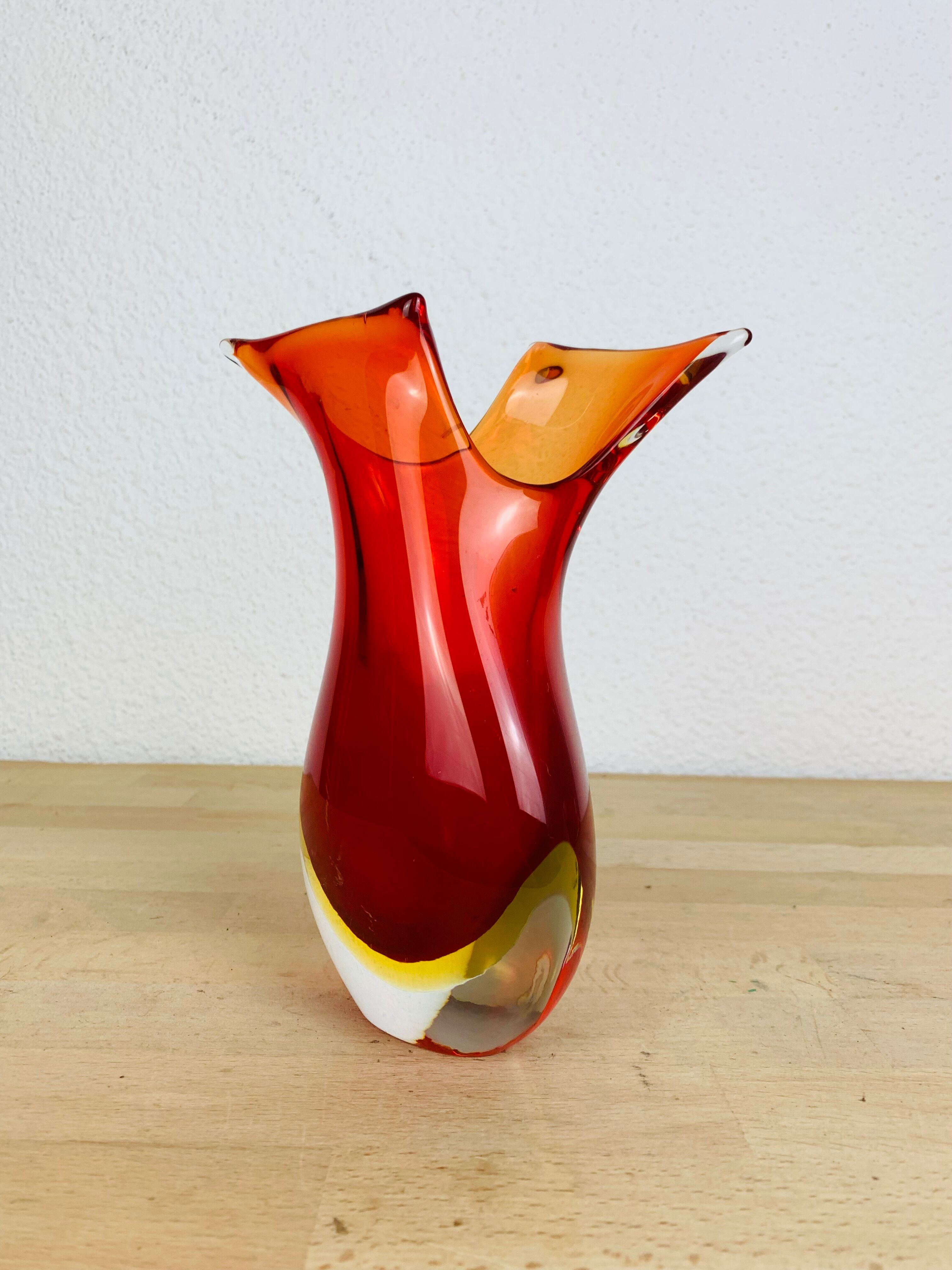 Vase Sommerso Murano, red glass