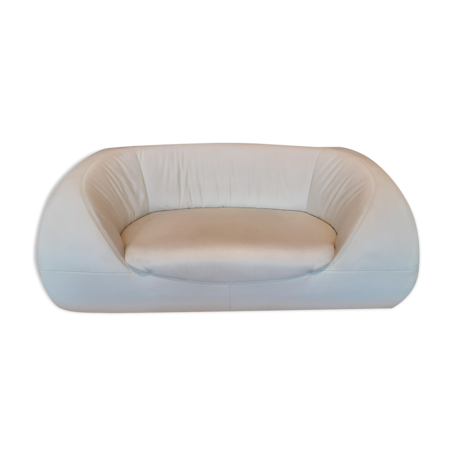 2-seater white leather sofa