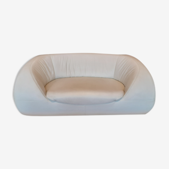 2-seater white leather sofa