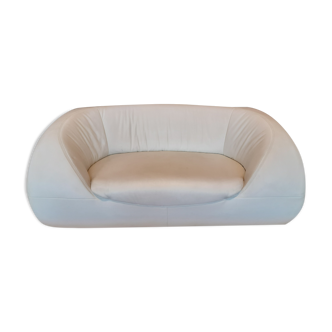 2-seater white leather sofa