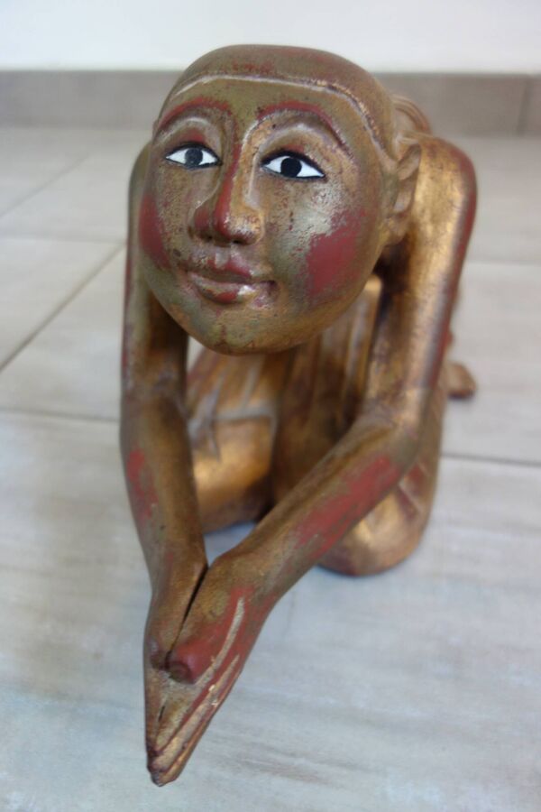 Statue Moine bouddhiste Birman en prière, XIXe siècle