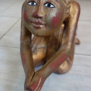 Statue Moine bouddhiste Birman en prière, XIXe siècle