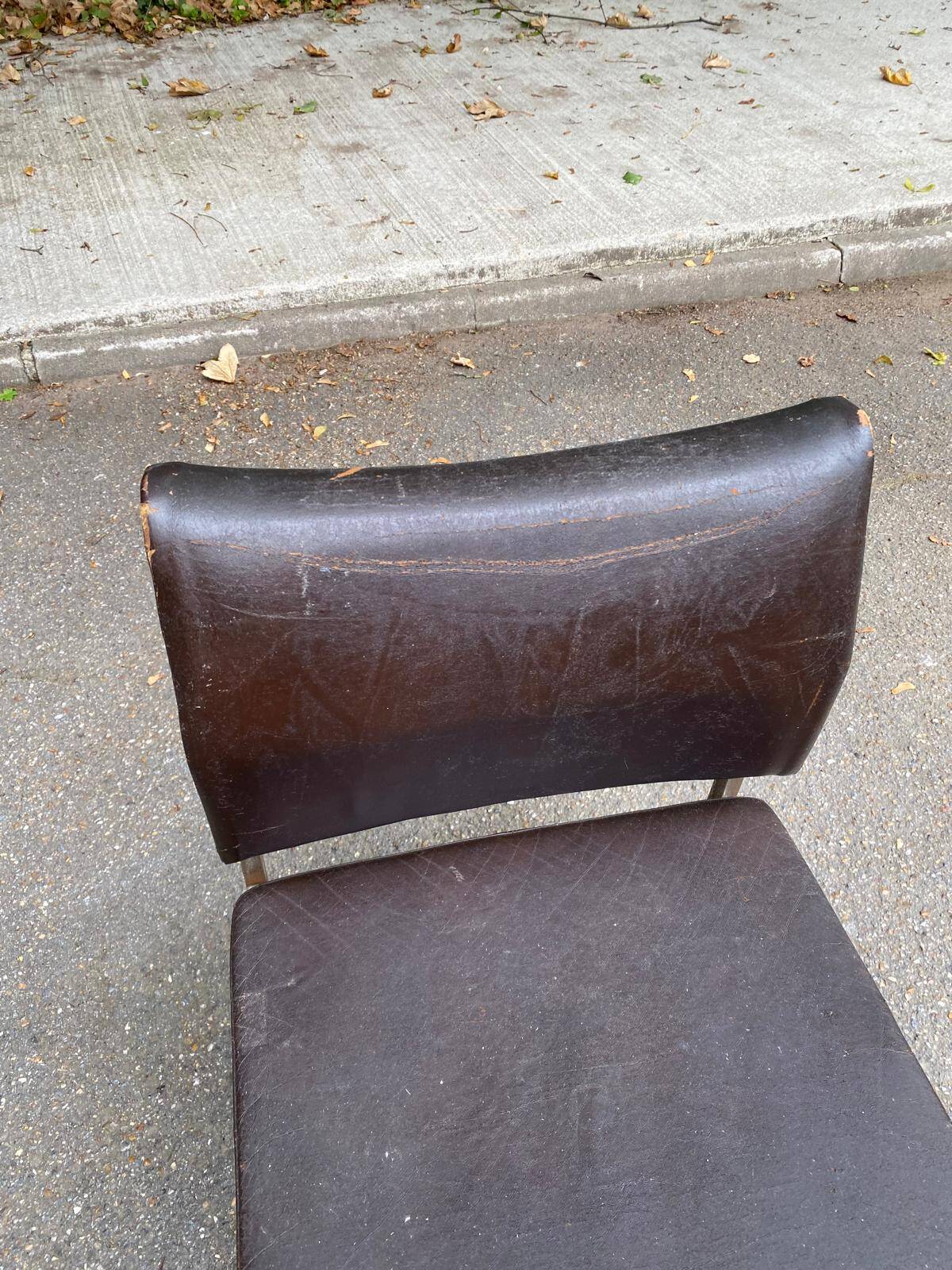 Scandinavian chair in skai leather and chrome steel, 1970s