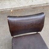 Scandinavian chair in skai leather and chrome steel, 1970s