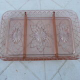 Serviteur plat ravier en verre ciselé rosaline portieux