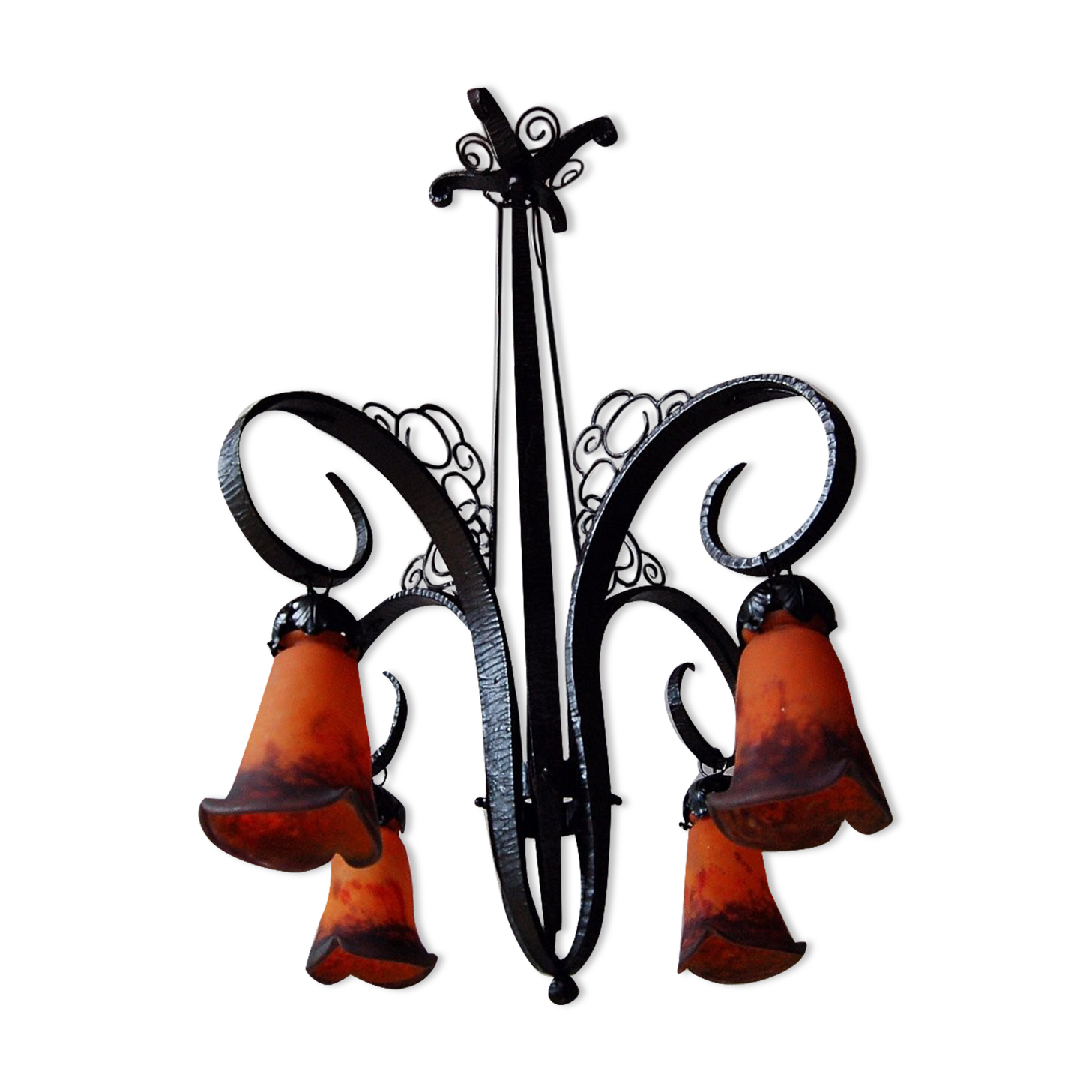 Art deco chandelier by nics frères et degué