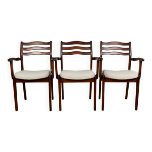 3 chaises de bureau vintage - tissu beige