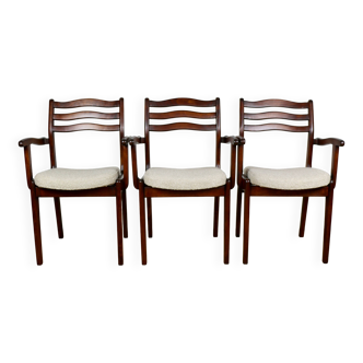 Office chairs vintage beige boucle - set of 3