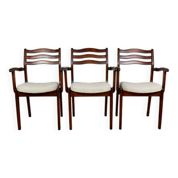 Office chairs vintage beige boucle - set of 3