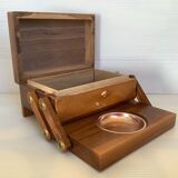Old wooden cigarette box and ashtray
