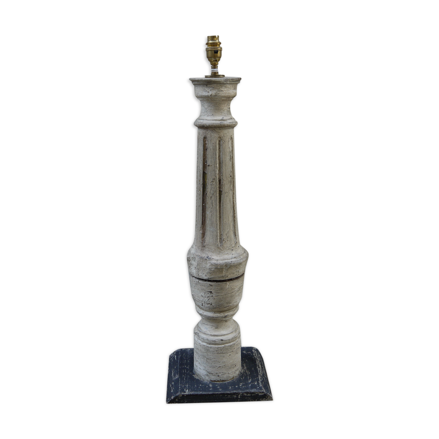 Baluster lamp foot in patinated wood