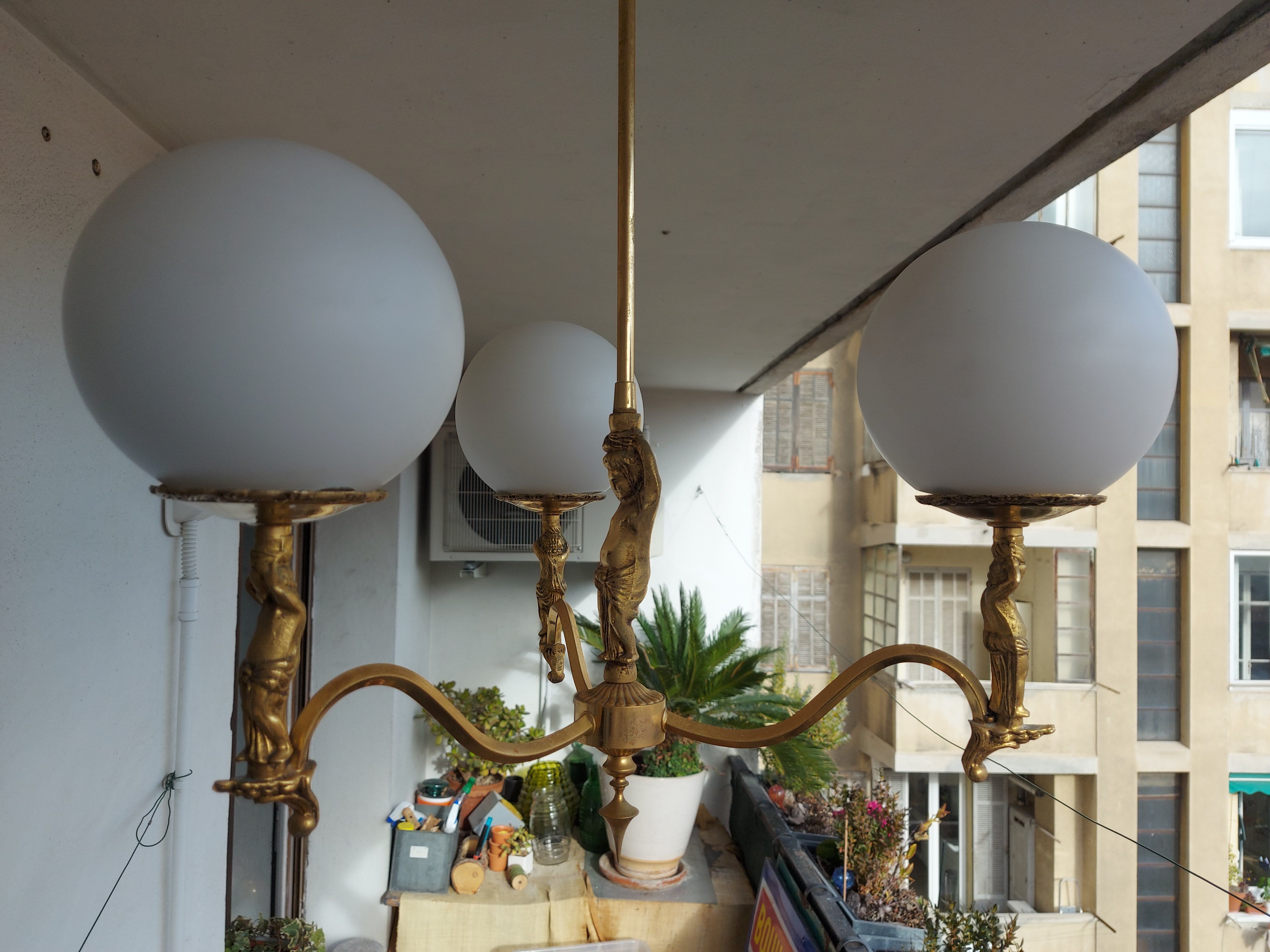 60'S vintage brass chandelier, Cherubin