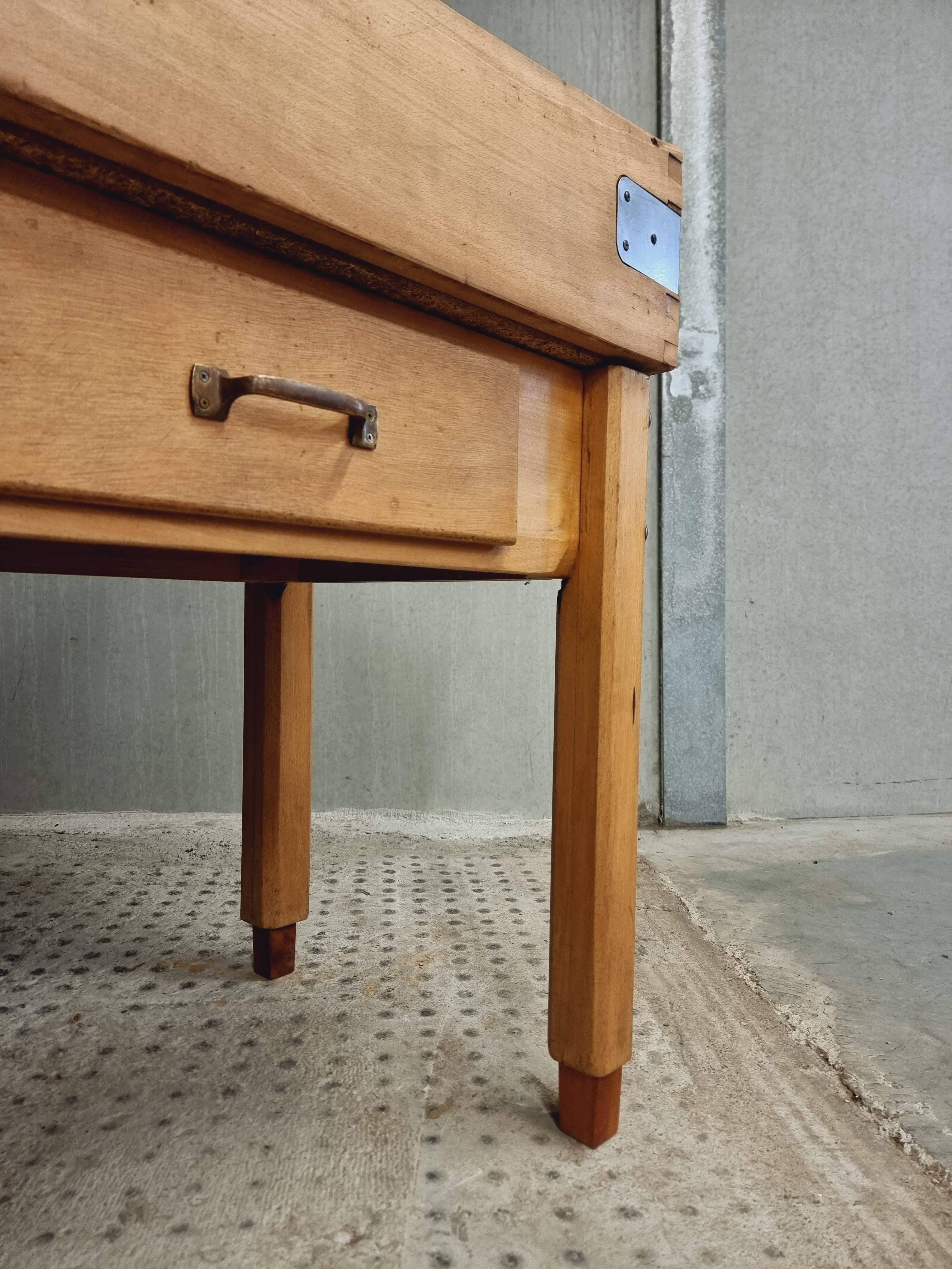 Vintage block butcher table beech kitchen island 74 x 81 cm