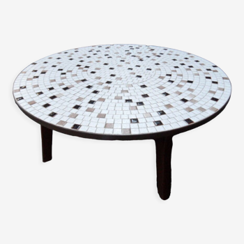 Mid-Century round coffee table with tiles 1960s