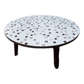 Table basse ronde du milieu du siècle avec carrelage des années 1960