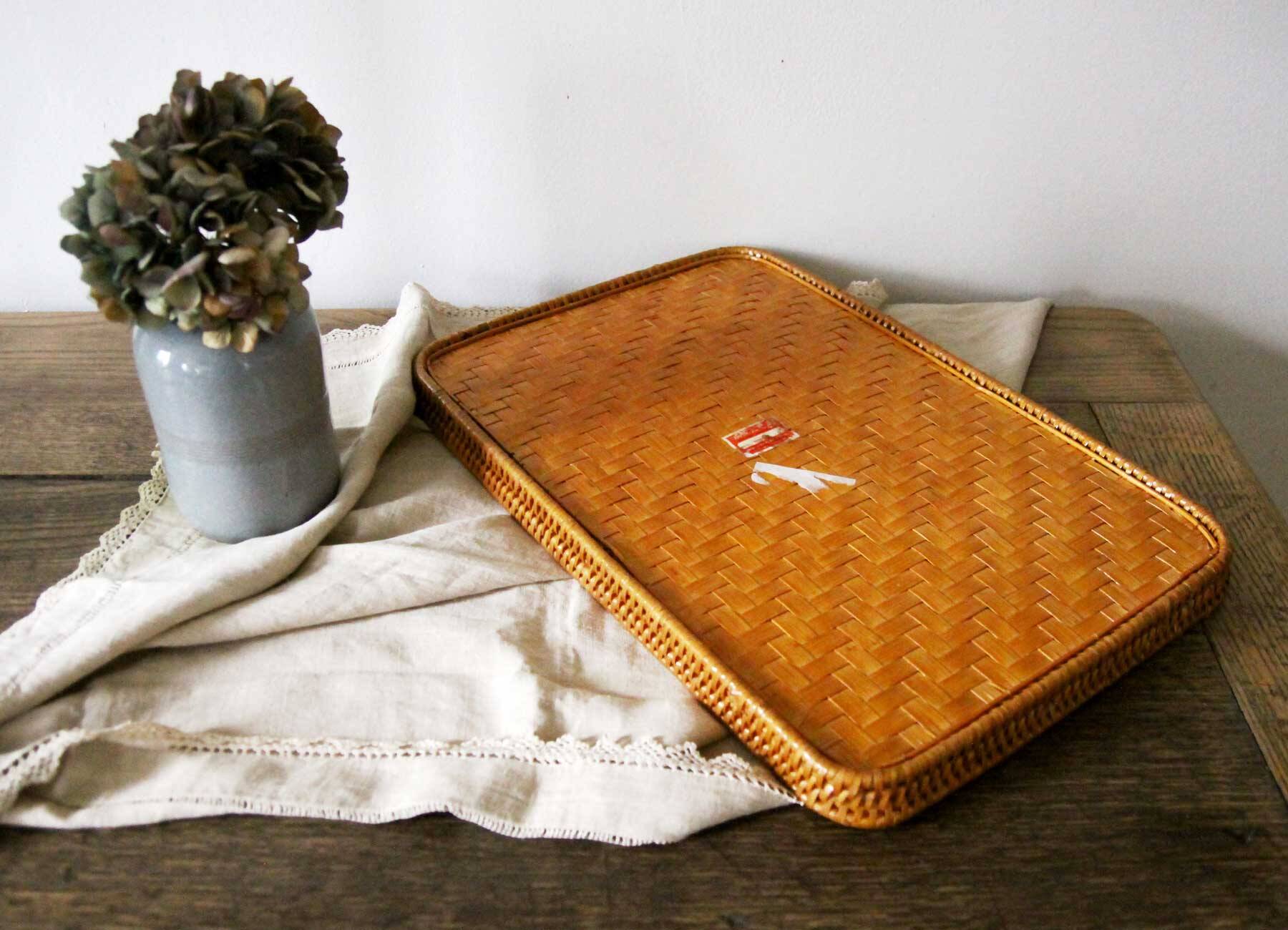 Vintage wicker tray