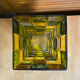 Vase ancien style Murano en verre polychrome motif damier peint à la main