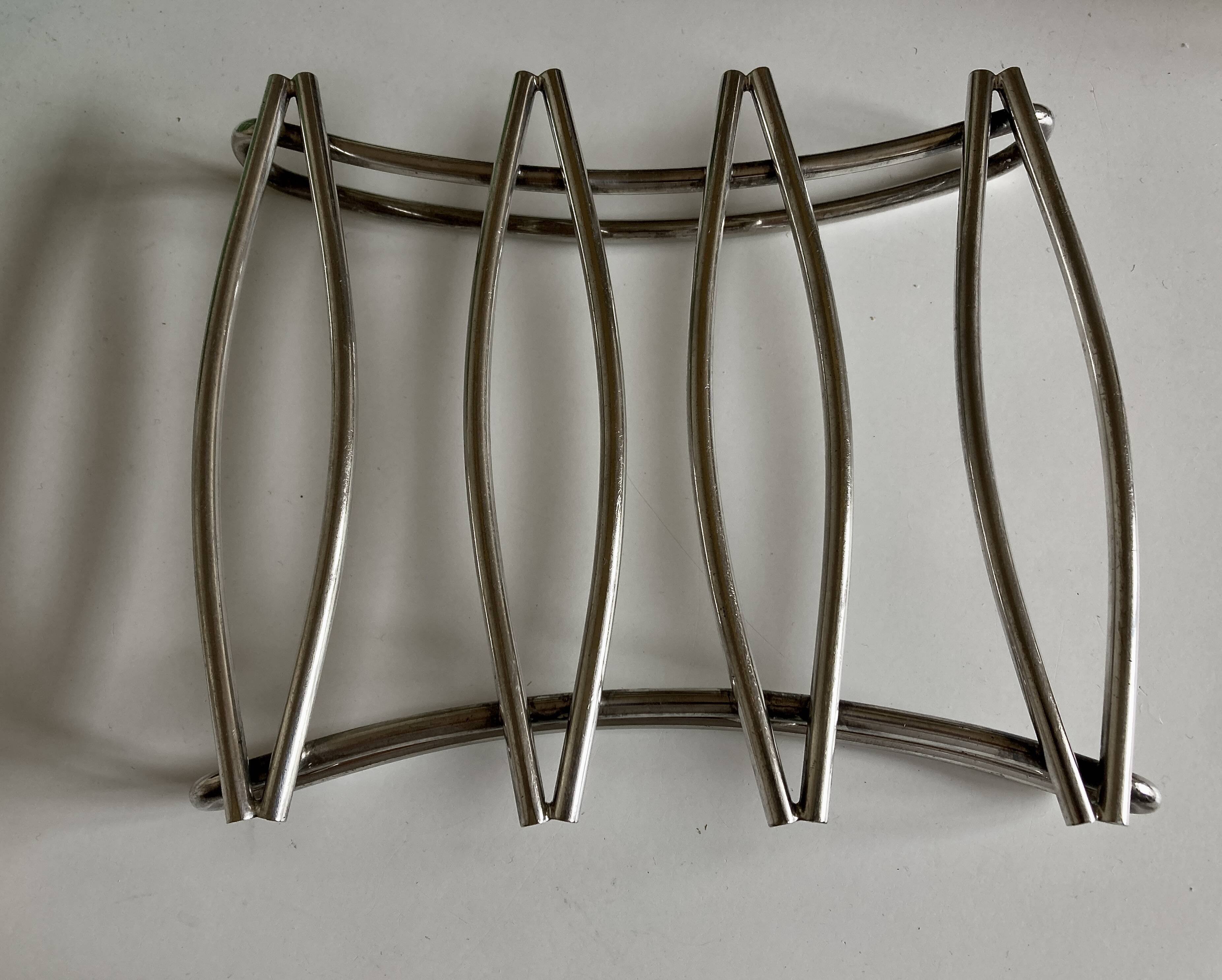 Modernist silver-plated metal trivet, hallmarked 1960