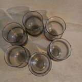 6 old smoked glasses with bubbles