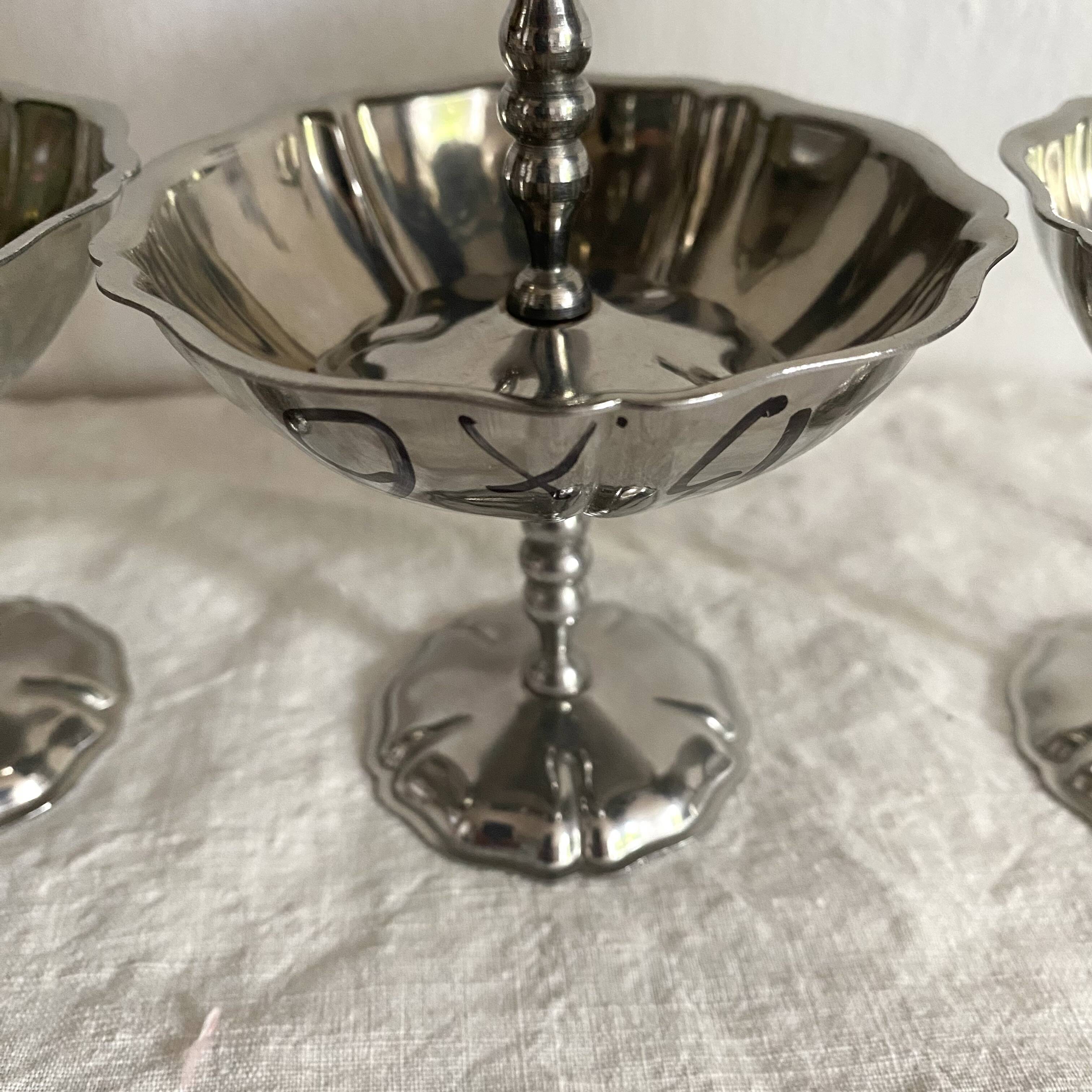 Vintage stainless steel stemmed cups