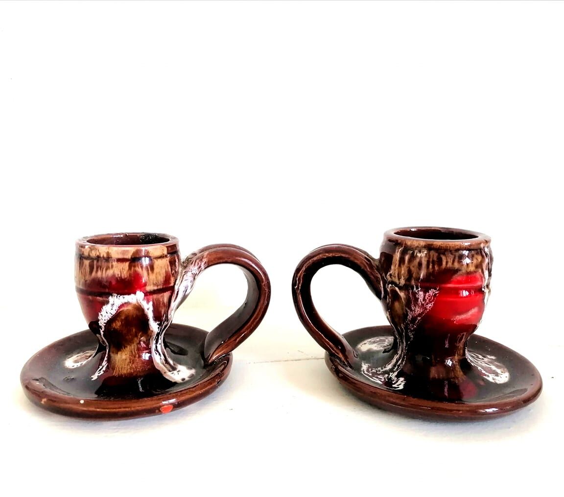 Bougeoirs à mains céramique style Vallauris , vers 1960