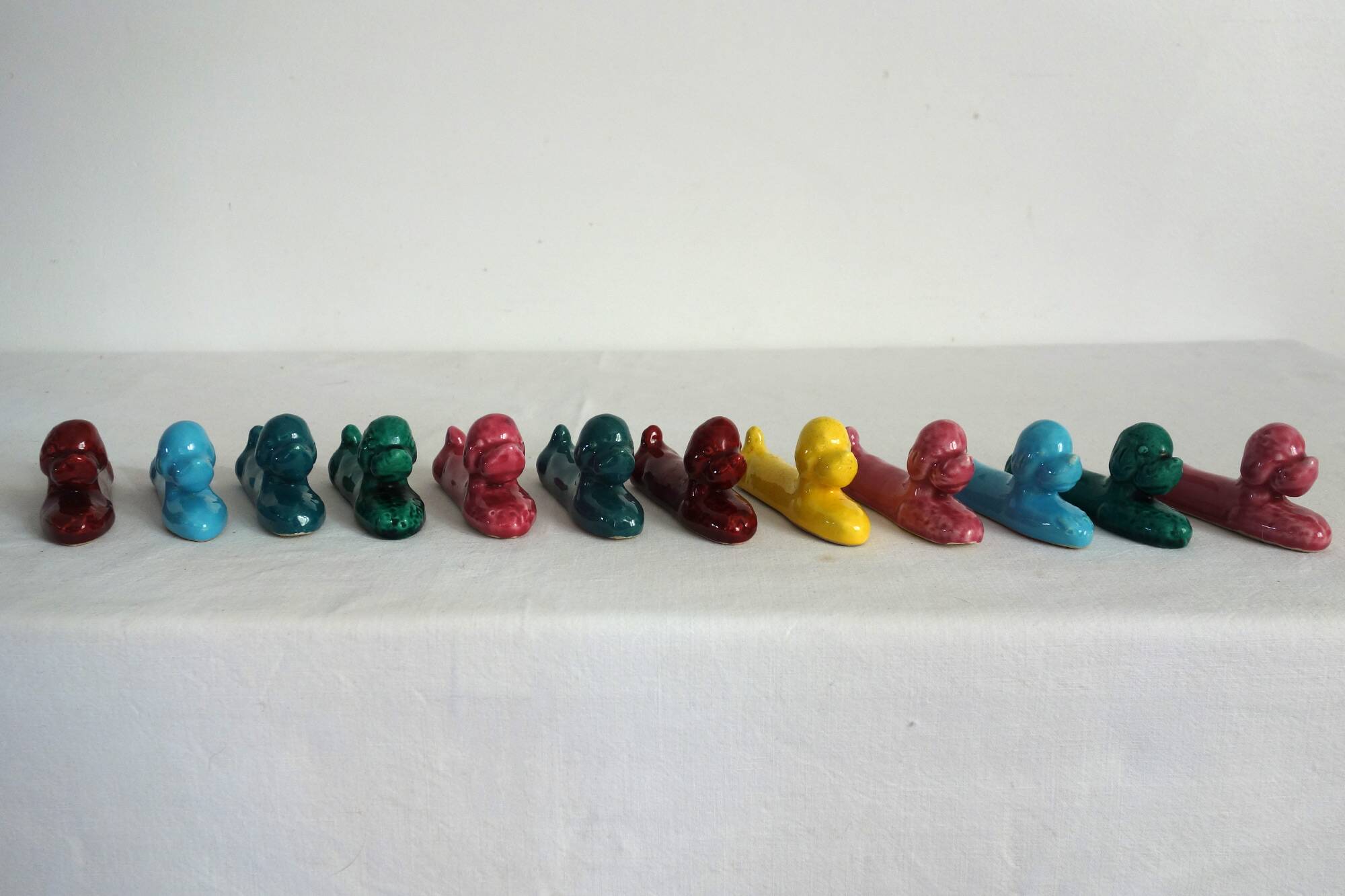 12 vintage Vallauris ceramic knife holders