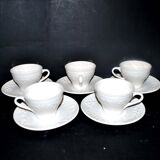 Set of 5 old cups with molded frieze in SARREGUEMINES Earthenware Opaque iron