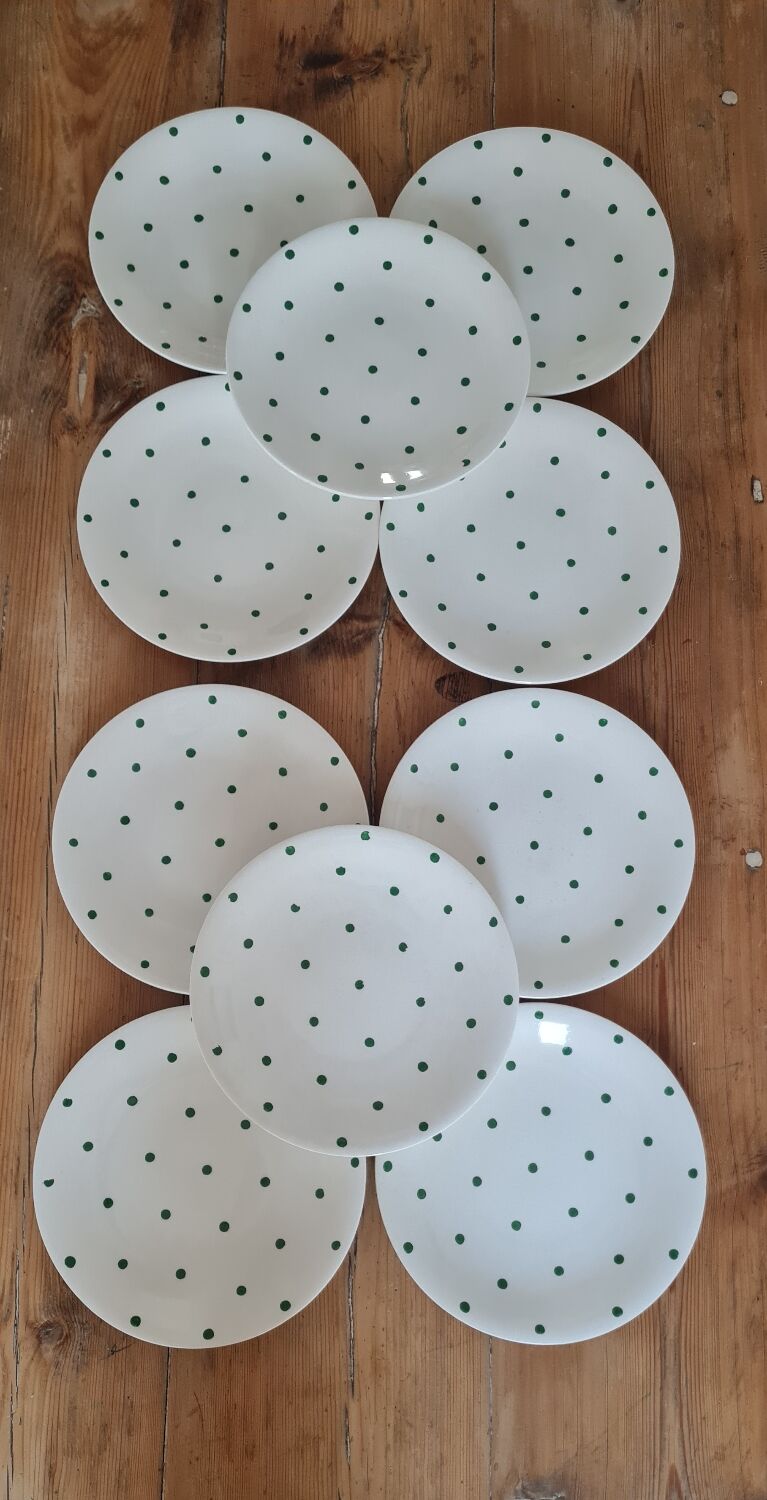 Set de 10 assiettes plates longchamps vintage