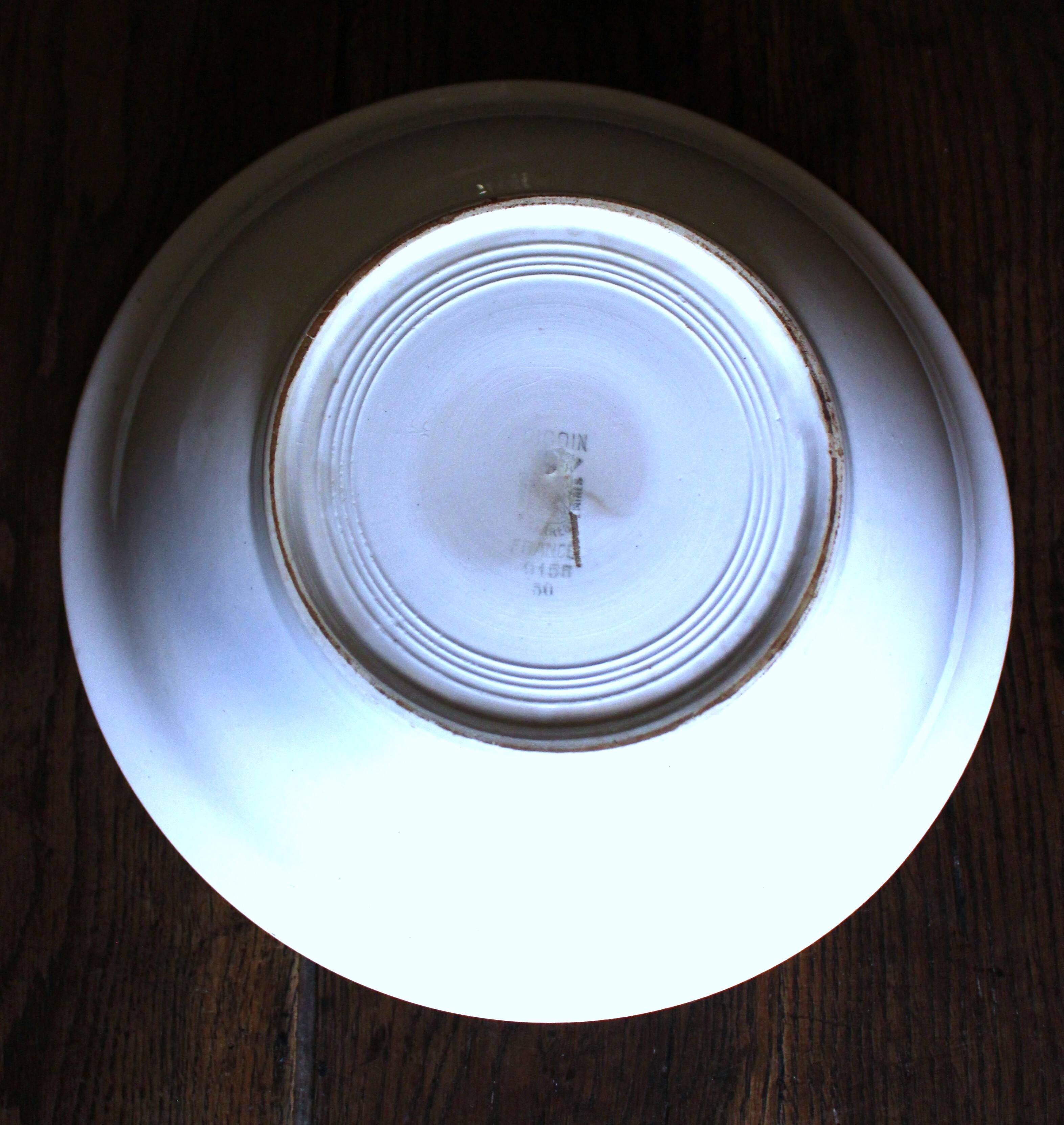 Blue salad bowl Digoin Art Deco Flowers