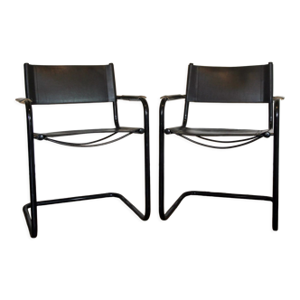 Pair of armchairs cantilever bauhaus 70s