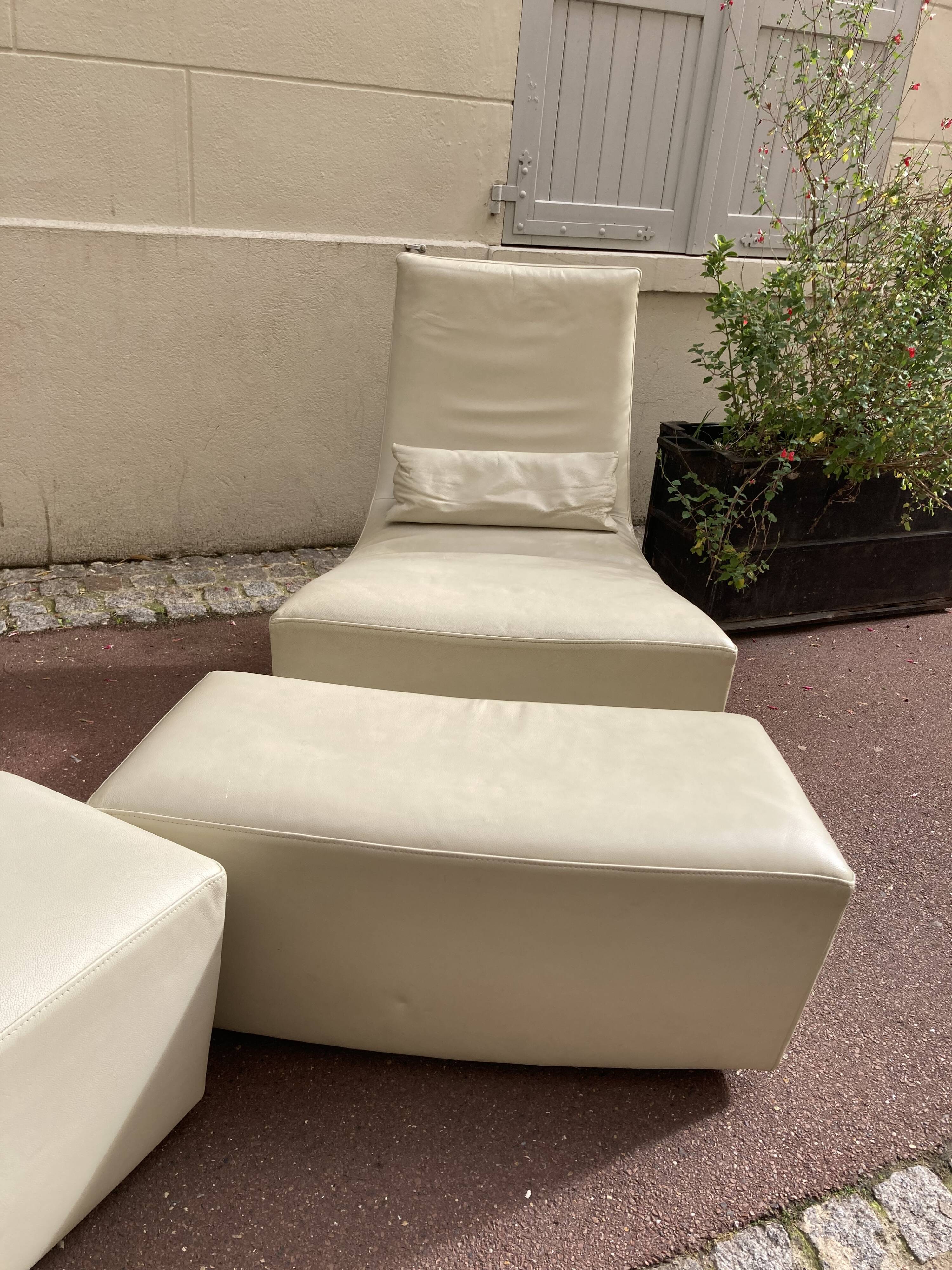 Pair of Armchairs and Footrest Rocking chair Roset Line
