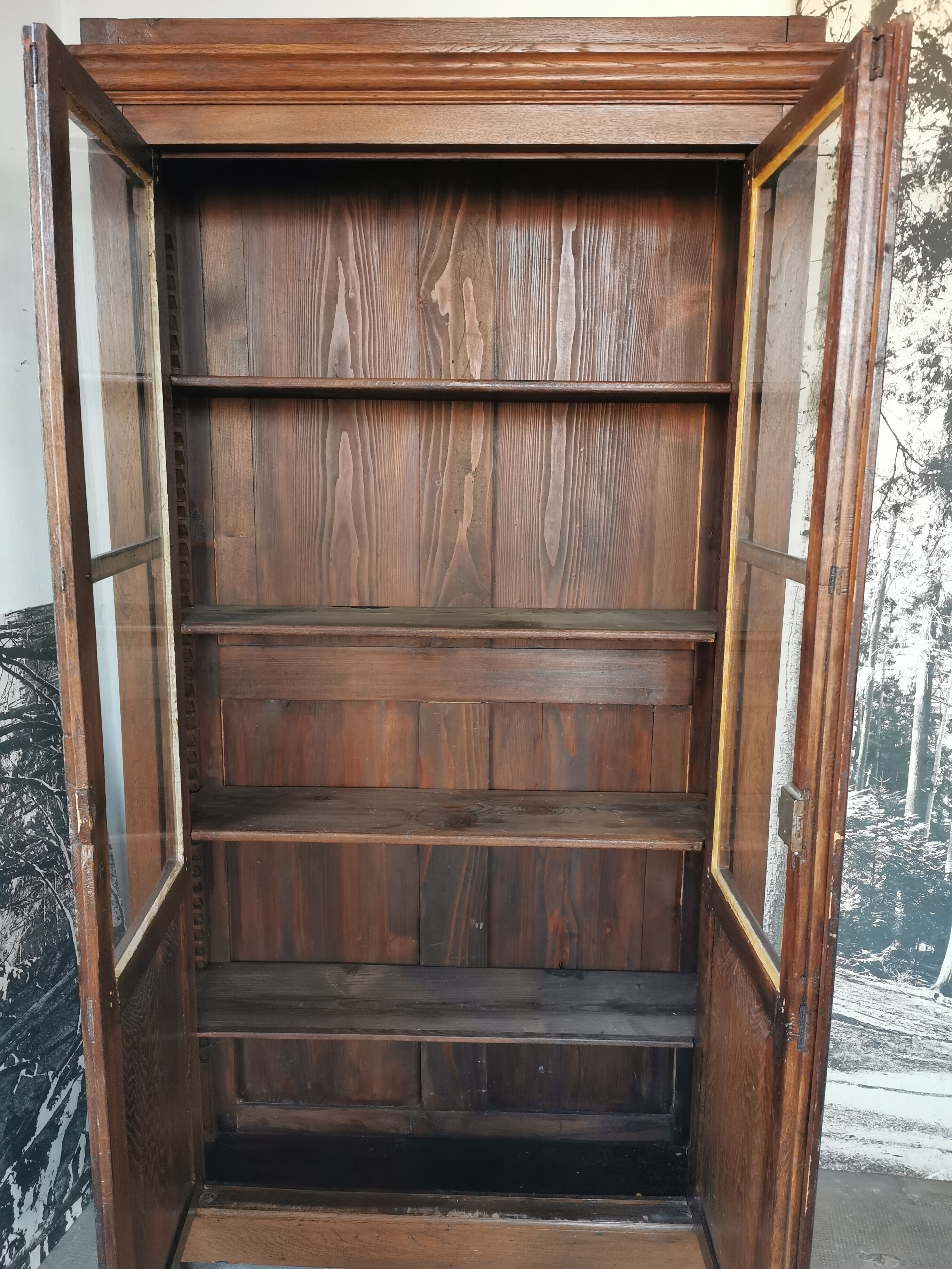 Library, wooden showcase